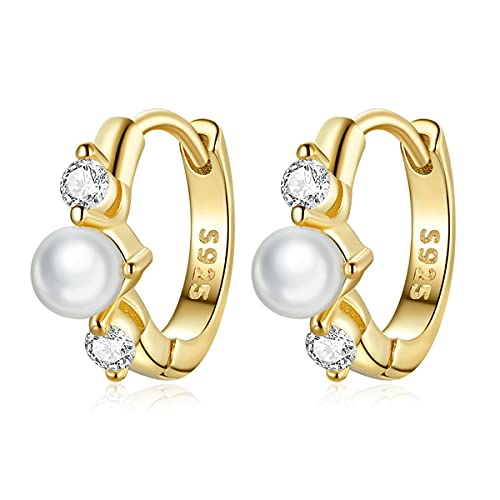 Boucles d'oreilles en zircon et perles de coquillage élégance française en argent s925 plaqué or