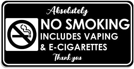 Maoerzai No Smoking Signs for Business No Vaping Sign, No Smoking Thank You Sign for Home, Thick Acrylic Self-Adhesive Door No Smoking Sign 8 x 4 Inch for Office, Restaurant, Small Businesses. (Black - No Smoking Sign)