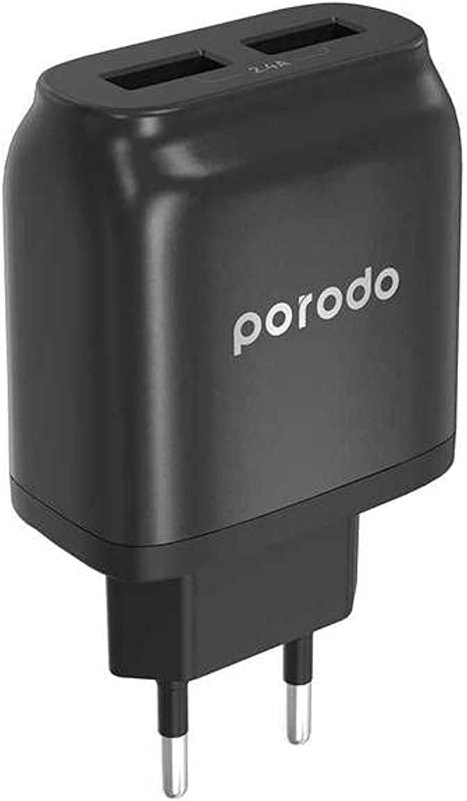 PorodoDual USB Wall Charger 2.4A EU - Black