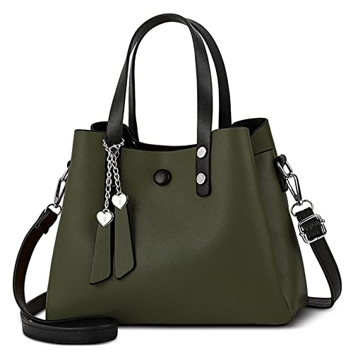 DORRISO Bolso Mujer de PU, Bolso de Mano Elegante con Correa Ajustable y Extraíble, Shopper Grande para Trabajo, Compras, Viaje y Uso Diario Verde