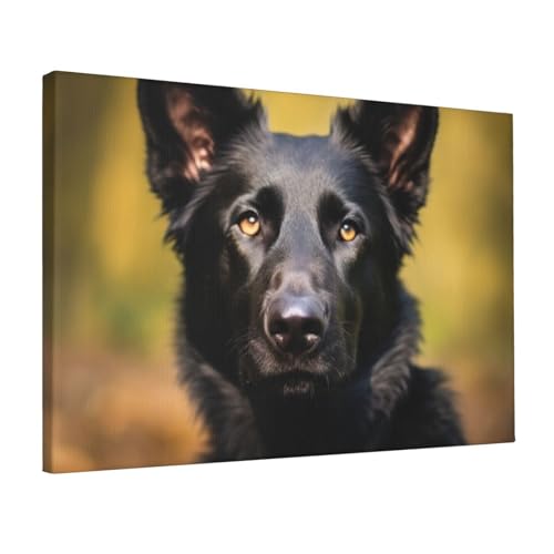 Toile berger allemand noir tableau artistique pour amoureux de chiens