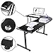 GreenForest L Shaped Desk Glass Corner Computer Gaming Desk 3-Piece Workstation PC Laptop Table for Home Office,Black