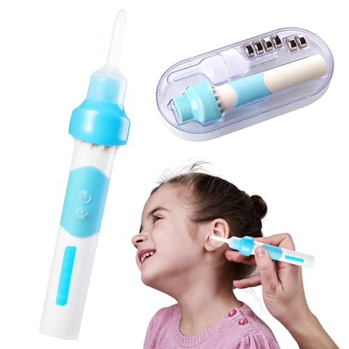 Earwax Remover, Electric Ear Wax Suction Remover, Electric Vacuum Ear Cleaner with Led Light,Ear Wax Removal Kit for Adults and Children,Includes 2 Silicone Replacement Heads,Built-in Battery