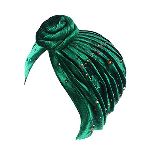 HZUX Fashion Hijabs for Women Muslim Soft Head Headwear India Hat Cancer Chemo Turban Wrap Scarf Cap Green