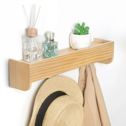 JSVER Perchero de Pared con Estante Superior,4 Ganchos Ocultos de...