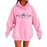 Generisch 2026 Sudadera con Capucha de Forro Polar con Bolsillo Corazón Cordón Cómoda Sudadera para Invierno Mujer Sudadera con Capucha Manga Larga Casual Top, Rosa., M