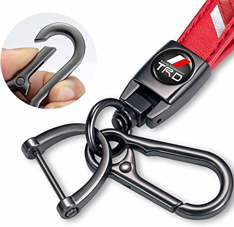 Lubolan  Genuine Leather Car Keychain Set For Toyota Trd Sequoia Tundra Tacoma 4Runner Trucks Men And Women Family Present Keychain Key Ring Lanyard Accessories (Red) #TOP2