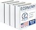 Samsill Economy 3 Ring Binder Organizer, 3 Inch Round Ring Binder, Customizable Clear View Cover, White Bulk Binder 4 Pack