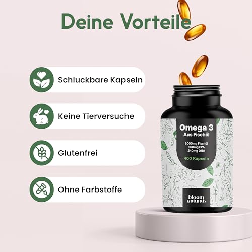 Omega 3 hochdosiert – 400 Kapseln – 2000 mg Fischöl pro Tag – Ansicht 4