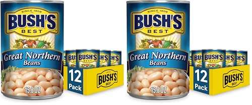 Image of BUSH'S BEST Canned Great Northern Beans (Pack of 24), Source of Plant Based Protein and Fiber, Low Fat, Gluten Free, 15.8 oz