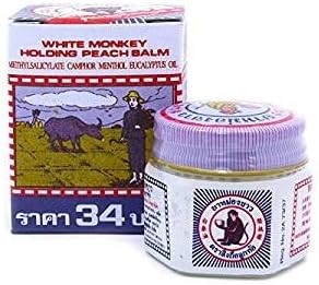 Honest Bee Presents. 5 X White Monkey Holding Peach Medicated Balm 18g (5 Packs)