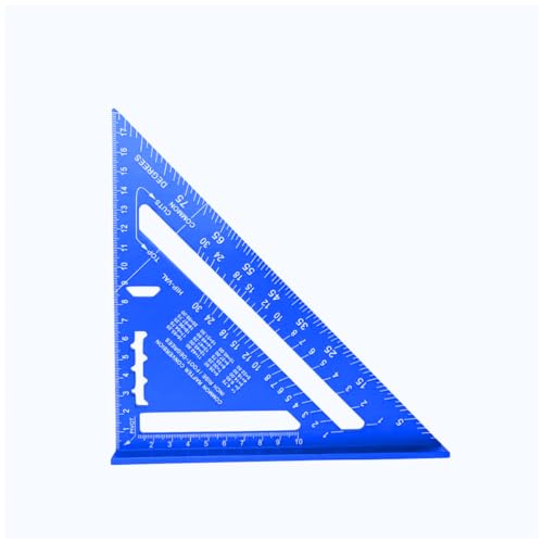 【0〜90度対応】三角定規 木工用 丸鋸定規 直角定規 分度器 アルミ合金製 多角度ツール 両面目盛り DIY大工工具 ブルー