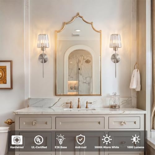 Image of KARTOOSH Hardwired Crystal Wall Sconces Set of 2