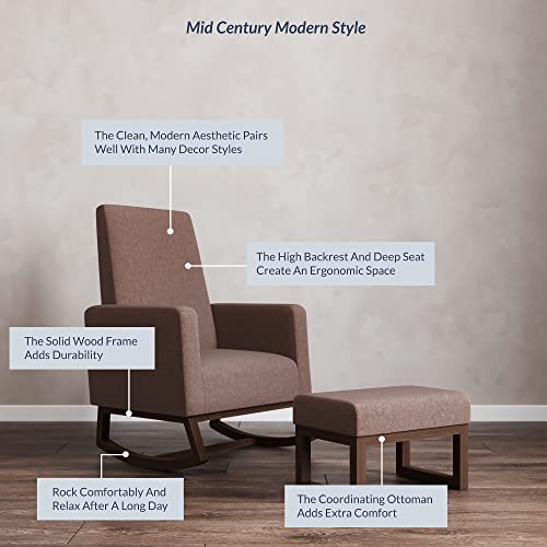 image for BELLEZE Modern Rocking Chair with Ottoman, Nursery Glider Rocker with 