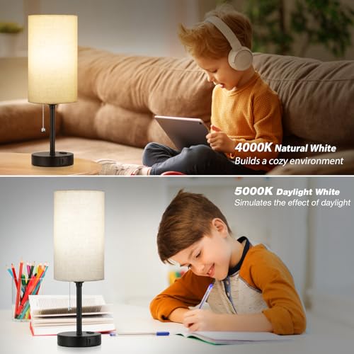 Image of 17in Bedside Table Lamp for Bedroom, Desk Lamp with USB Ports for Dorm