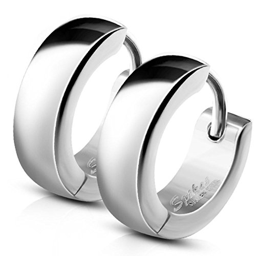 Petites boucles d'oreilles créoles en acier inoxydable pour homme et femme, 5 options de couleur : or, or rose, argent, arc-en-ciel et noir - Bungsa Cover