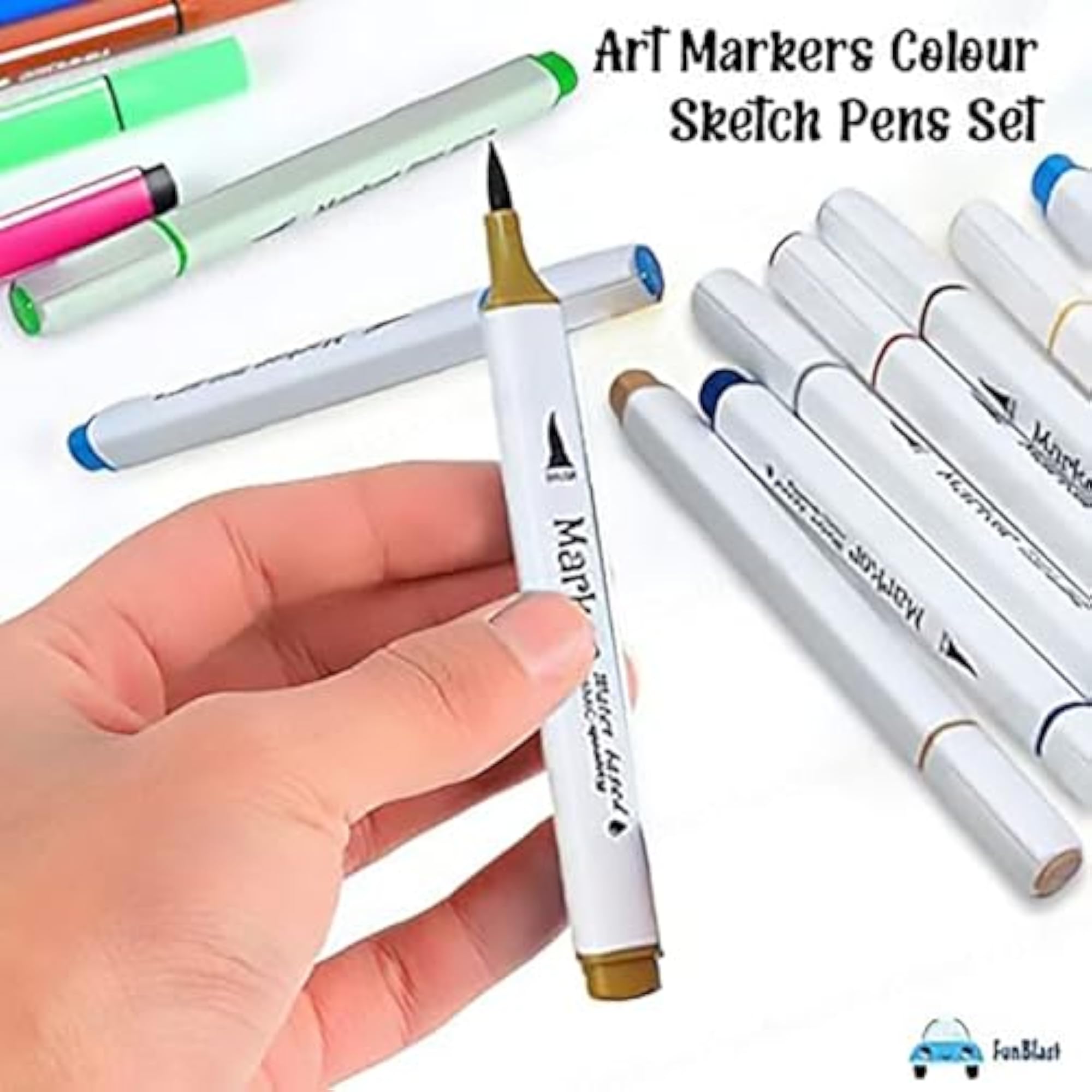 Watercolor Markers Colouring Kit for Artists, 24 Fineliner Pens