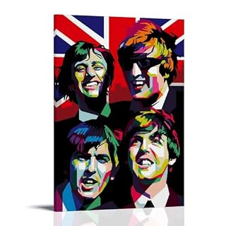 YBRAVO Poster décoratif sur toile des Beatles – Impression d’art moderne pour chambre à coucher – 50 x 75 cm - Les Beatles, Paul McCartney, John Lennon, RIngo Starr, George Harrison