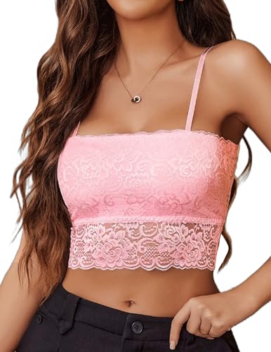 Image of Avidlove Bralettes for Women Lace Spaghetti Strap Tank Top Tube Slim Basic Camisole