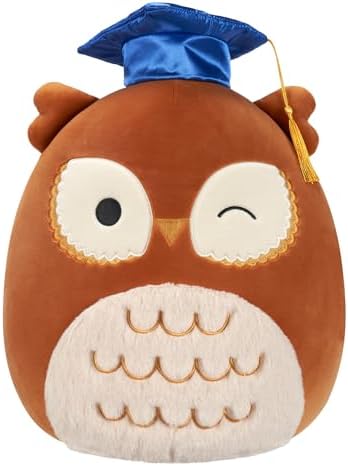 Squishmallows Original 12-Inch Arella Brown Owl with Graduation C...