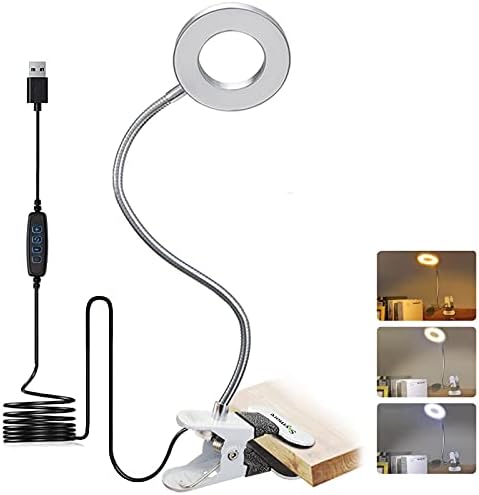 Skymore 24 LED USB Book Light, Clip Desk Lamp Reading Light with 3 Color Modes, 10 Brightness Dimmer & 360°Flexible Gooseneck Bed Lamp, Perfect for Night Reading, Makeup, Nail Art , Tattoo, Manicure