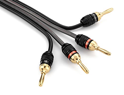 Deadbolt Speaker Wire With Banana Plugs, 50 Ft, High Strand Count 12 Awg Pure Copper, Ofc #TOP4