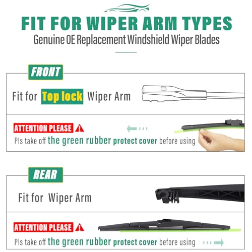 Image of 28 inch 16 inch 16 inch Windshield Wiper Blades Replacement for Toyota Prius 2016 2017 2018 2019 2020 2021 2022 Premium All Weather Front Rear Wipers Set - OEM Quality (Pack of 3)