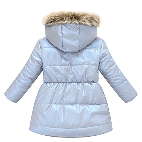 Sport Specific Clothing Hooded Girls Windproof Jacket Hiking Outdoor Coats Zip Up Kids Trench Snow Outerwear (Light blue, 4-5 Years)3