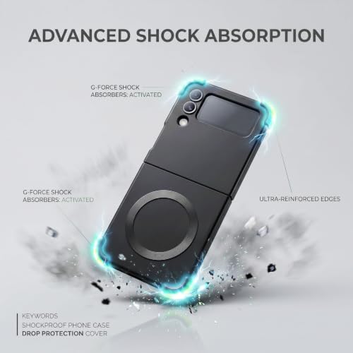 Image of amazon basics Premium Mag-Safe Case for Samsung Galaxy Z Flip 3 | Shockproof & Anti-Scratch Cover | Soft Silicone with Wireless Charging | Camera Lens Guard - Black