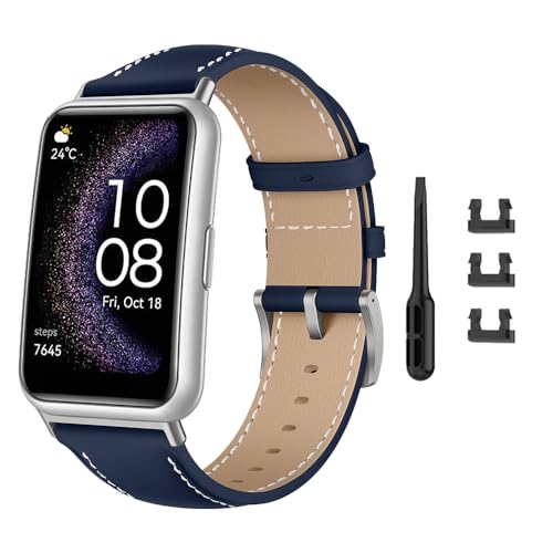 Niboow Strap for Huawei Watch Fit/Fit New/Fit Elegant/Fit SE, Leather Adjustable Watch Band with Stainless Steel Buckle