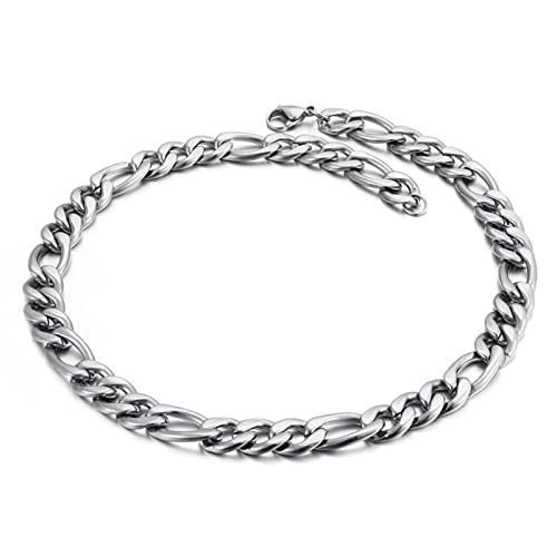 Chaîne Figaro 45-65 cm collier homme acier inoxydable or argent noir