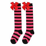chanstore 3 paia - calze autoreggenti con fiocco creativo e personalità minimalista autunno e inverno, 36 # Rosa nera/Nodo rosso, taglia unica