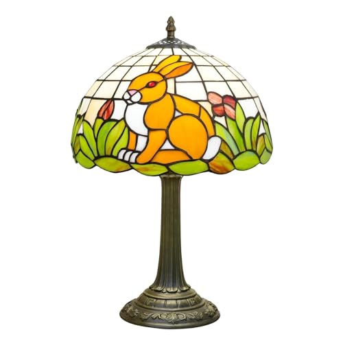 Uniquel Cute Brown Rabbit Tiffany Lamp Retro Style Stained Glass