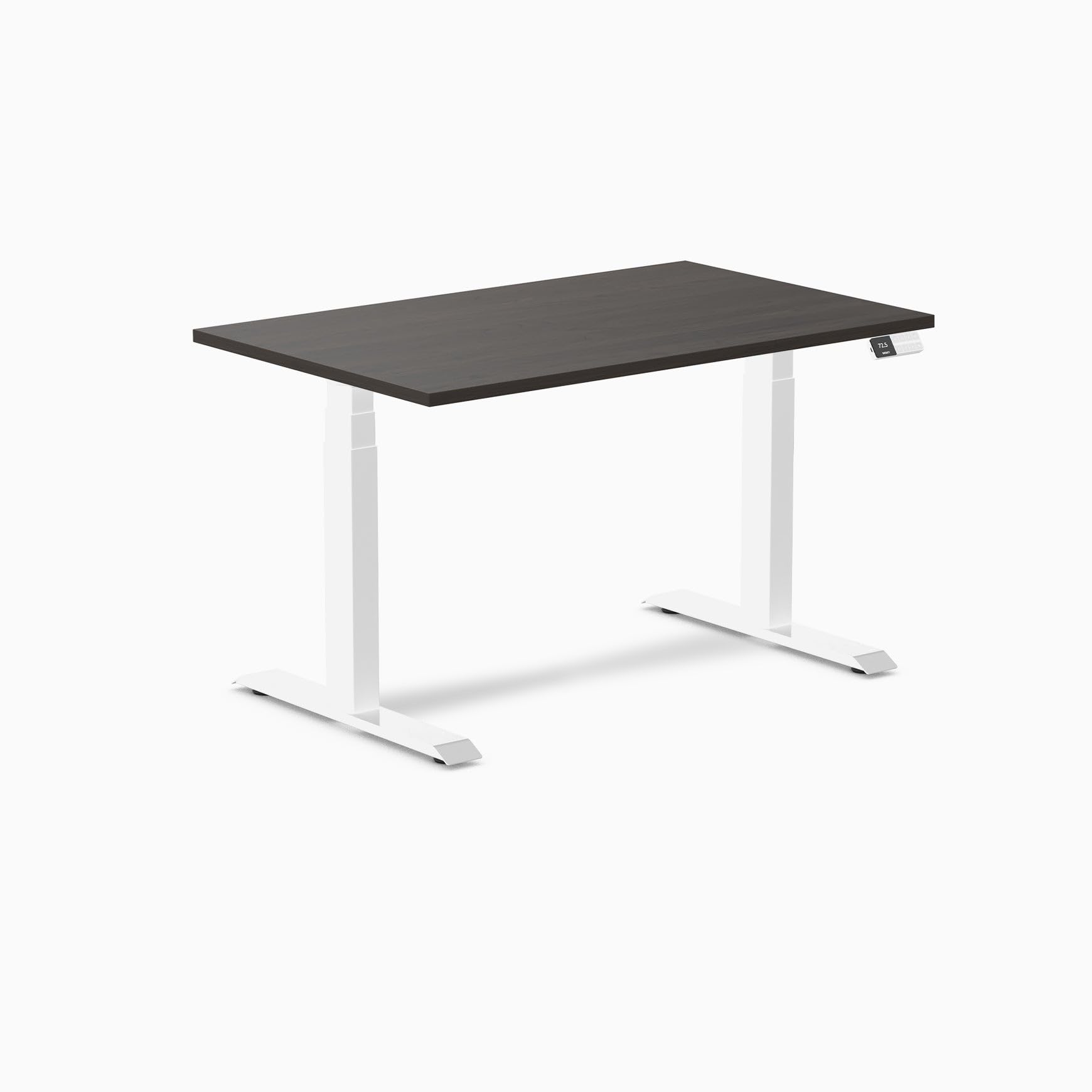 Desky Dual Laminate Sit Stand Desk Burnished Wood 47.2" White