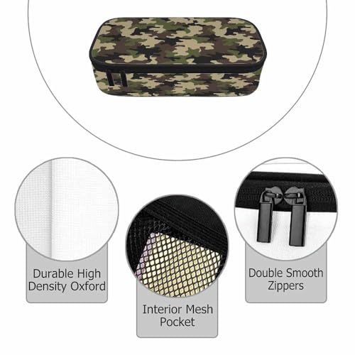 Image of Camouflage Pencil Holder Bag Brown Green Abstract Modern Pattern Pencil Case College Office School for Teens Boy Girl
