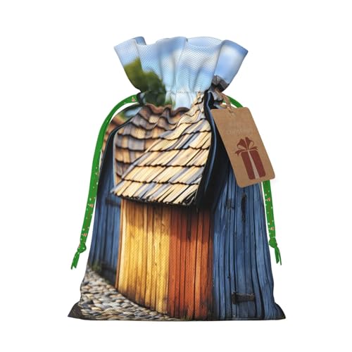 KTHSNSKL Christmas Gift Bags Drawstring Santa Bag Buffalo Christmas Burlap