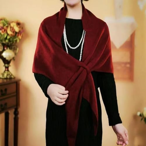 Women's Solid Color Wool Blend Shawlc, Women Knitted Shawls and Wraps with Loop Pashmina Wraps for Women4