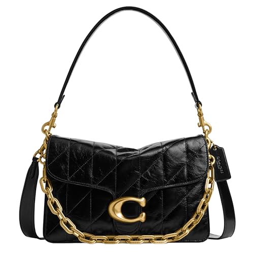 Image of Quilted Glazed Leather Chain Tabby Shoulder Bag with Chain
