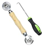 Yoochee Screen Tools - Screen Rolling Tool and Screen Spline Remover Hook - Screen Roller Tool with Wooden Handle and Steel Wheel for Screen Repair - Durable Tools for Installing Door Screens Window