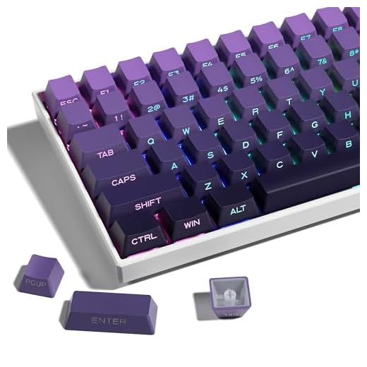 XVX Side Print Keycaps, Shine Through Double Shot PBT Keycaps, Custom Key caps 60 65 75 100 Percent, Gradient Purple 136 Keys Set, OEM Profile, Minimalist Style for Cherry Gateron MX Switches Keyboard