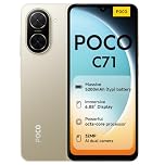 POCO C71 Smartphone, 3+64GB, Gold, UNISOC T7250 processor, 5200mAh battery, 32MP AI dual camera, 6.88" large screen display (No power adapter included)