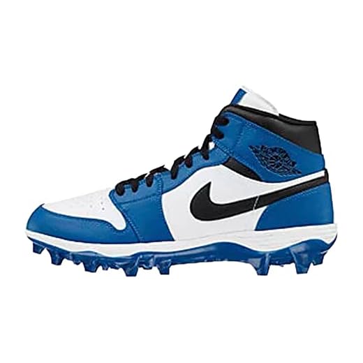 Nike Men's Jordan 1 Mid TB Football Cleats White/Black-Royal Mid FJ6805-104 12