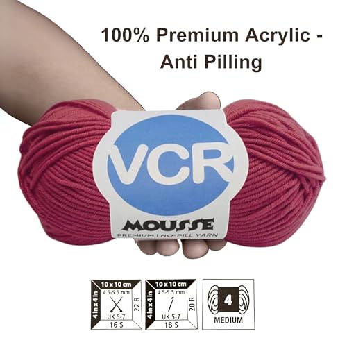 Image of VCR 4ply Wine Yarn, 100 Grams Hank, 190 Meters Length, Acrylic Ball for Crochet and Knitting, Soft Crosia Threads, Pack of 1 Yarn, Suitable for DIY Crafts