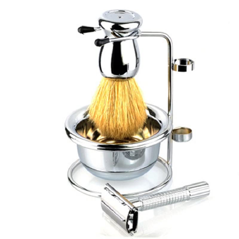 TSINGS Men's Manual Shaving Set Hair Salon Shaving Tools Facial Cleaning Shaving Stainless Steel Frame
