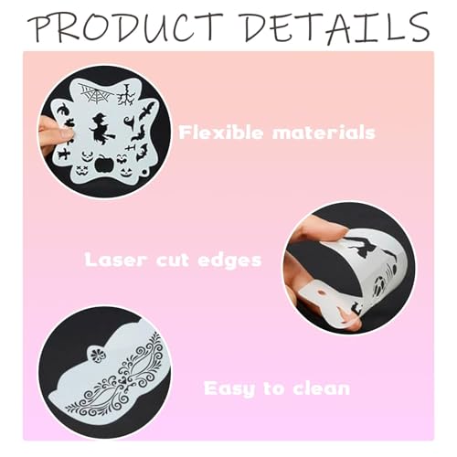 CUVZORA Tattoo Schablone, 28 Sheets Wiederverwendbare Gesichtsfarbe Schablonen Kit, Kreativität Tattoo Schablone für Halloween Schminke Partys für Kinder Erwachsene Party Fasching Weihnachten