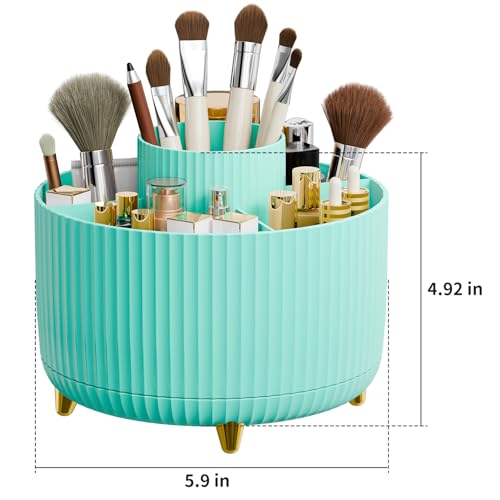 Image of fanado 360 Rotate Makeup Brush Holder Organizer, Makeup Organizers Countertop, Makeup organization and Skincare Storage for Vanity, Desktop, Bathroom (Mint Green)