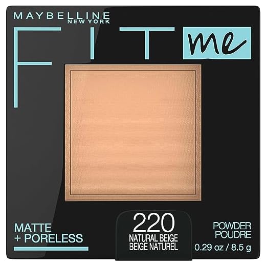 Maybelline Fit Me Matte + Poreless Pressed Face Powder Makeup & Setting Powder, Natural Beige, 1 Count