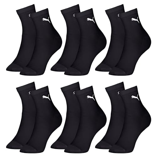 PUMA Kit 6 Pares Meia Cano Médio Básica Algodão Masculino Adulto, 6 Preto, 39-43
