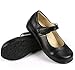 DADAWEN Girl's Strap School Uniform Dress Shoe Mary Jane Flat (Toddler/Little Kid/Big Kid) Black US Size 2 M Little Kid