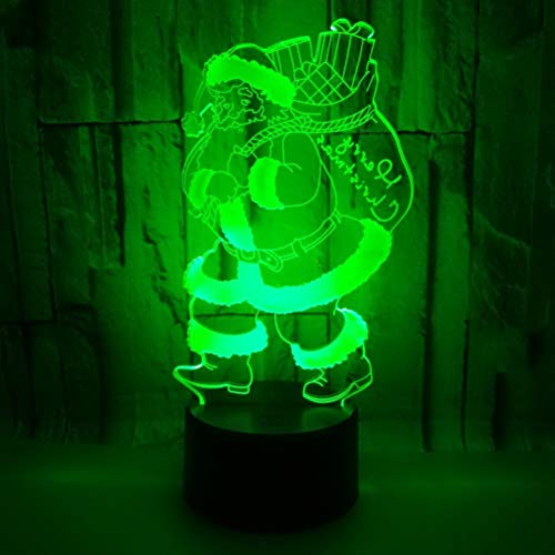 OSALADI Abajur LED Natal Papai Noel em forma de luz colorida acrílica Abajur de mesa luz noturna com